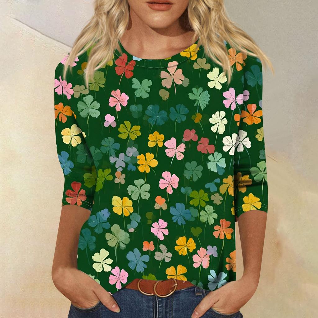 Dámský módní ležérní svetr s kulatým výstřihem a tříčtvrtečním rukávem s potiskem Saint Pao