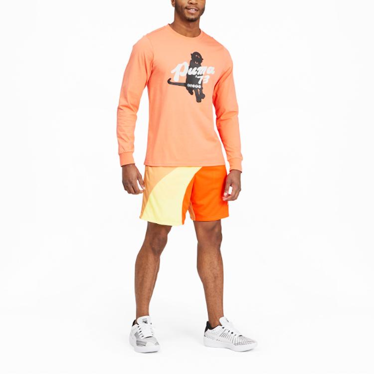 Puma Basketball Series Mesh Color Block Printed Sports Shorts Men Shorts Coral-Red 530491-03
