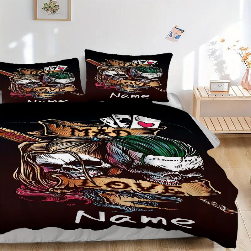 Custom Textile Harley Quinn Bedding 3 Piece Set HD Print Duvet Cover Pillowcases for Teens Adult Bedroom Decoration