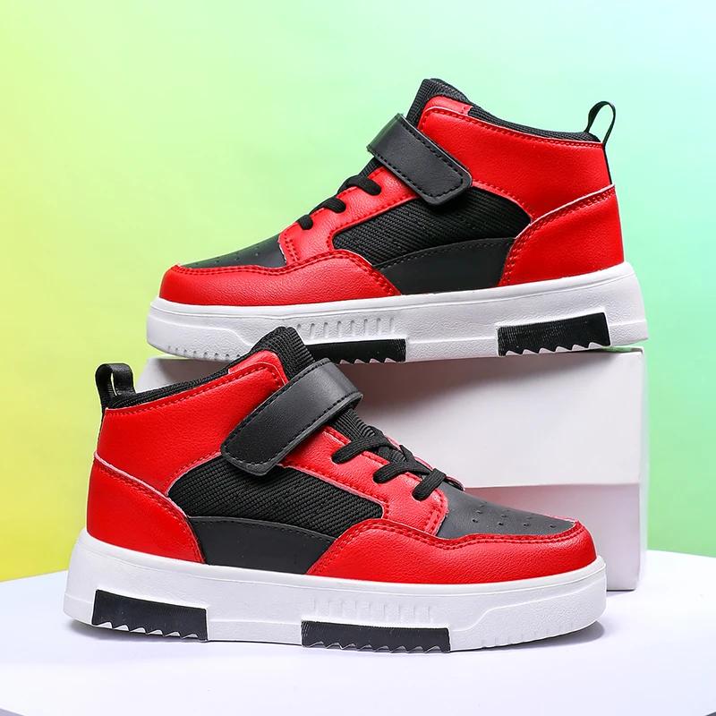 Childrens Skate Shoes High-Quality Leather Wear-Resistant Outdoor Walking Shoes Flat Breathable Comfortable Sneakers for Kids
