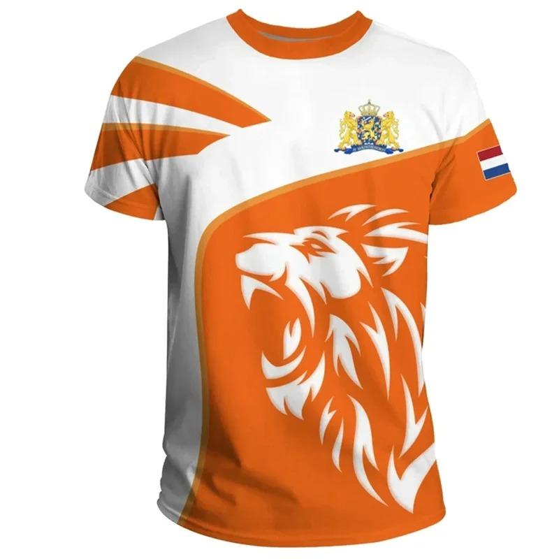 

2024 New Netherlands Flag 3D Printed Summer Women s T-shirt Short Sleeve Sports Jersey T-shirt for Women Tops Tees Men Clothing S