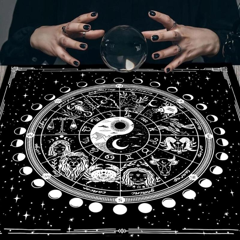 12 Constellations Astrologys Tablecloth Altars Cloth Square Divinations Cards Table Cloth Witchcrafts Deck Cloth Endurin