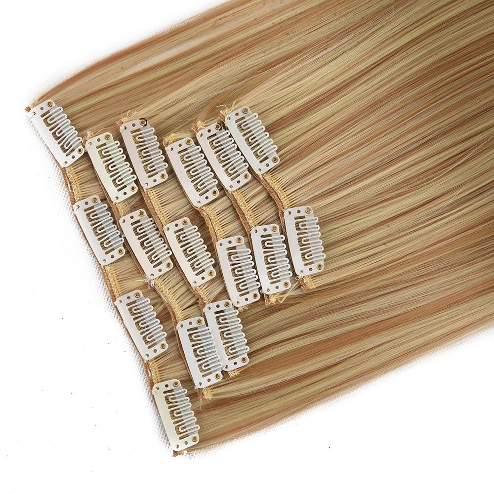 6Pcs/Set Clip-in Hair Extensions Long Straight Hair for Full Head Synthetic Hairpiec for Women Ladies