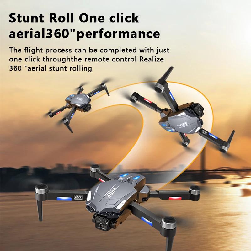 D11 Drone with 4K Dual Cameras 360° Rolling Optical Flow Obstacle Avoidance GPS Brushless Motor Folding Rc FPV Drones