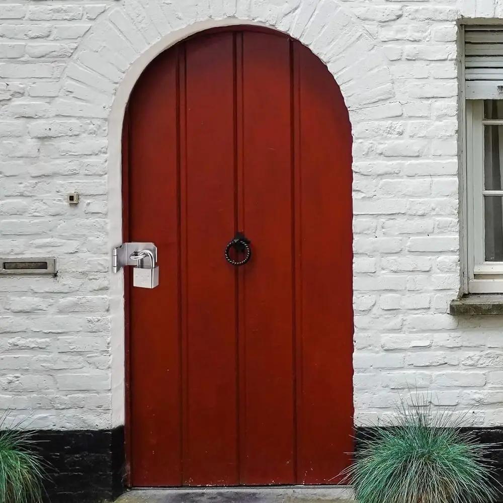 90° Right Angle Padlock Hasp with Mounting Screws Stainless Steel Door Clasp Lock Burglar-proof Gate Bolt Shed Latch