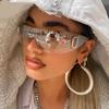 Vintage Y2K Fashion One Piece Rimless Sunglasses Women For Men Luxury Brand Designer Punk Sun Glasses Sport Goggle Shades UV400