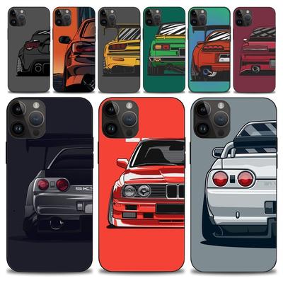 Japan JDM Sports Cars Comic Phone Case Iphone15 14 13 12 11 Pro Max Mini X 7 8 Soft Case
