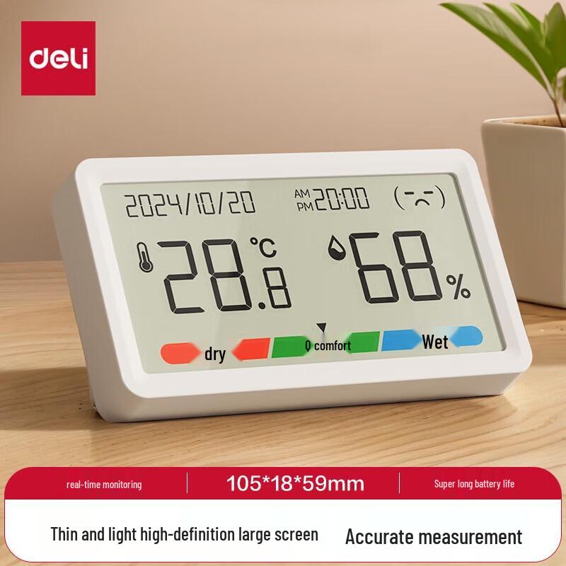 Deli LCD Electronic Indoor Temperature and Humidity Monitor