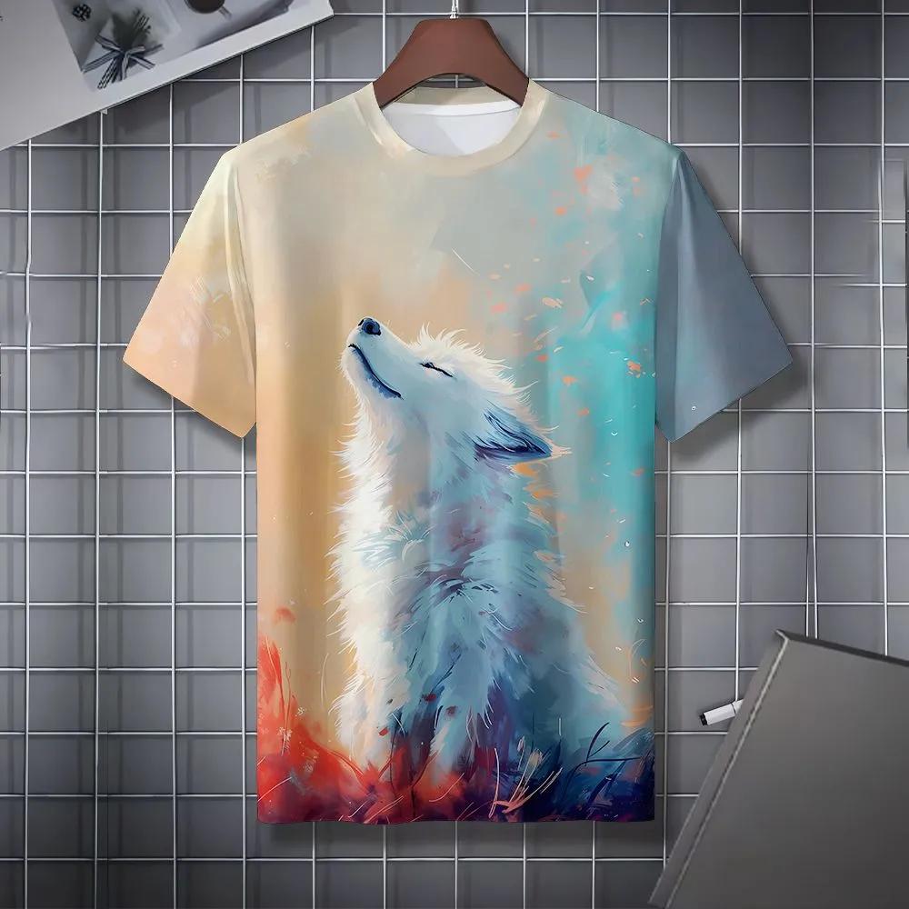 Sommer Herren Freizeit Mode Kreativ Lässig Täglich T-Shirt Locker Lässig T-Shirt 3D Digital Farbe Gedrucktes T-Shirt