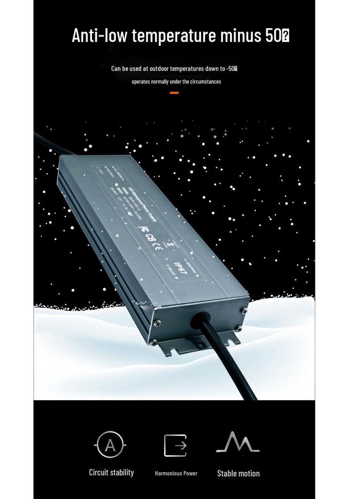 12V/24V Ultra-Thin Waterproof Power Supply, 30W-360W, DC Constant Voltage IP67