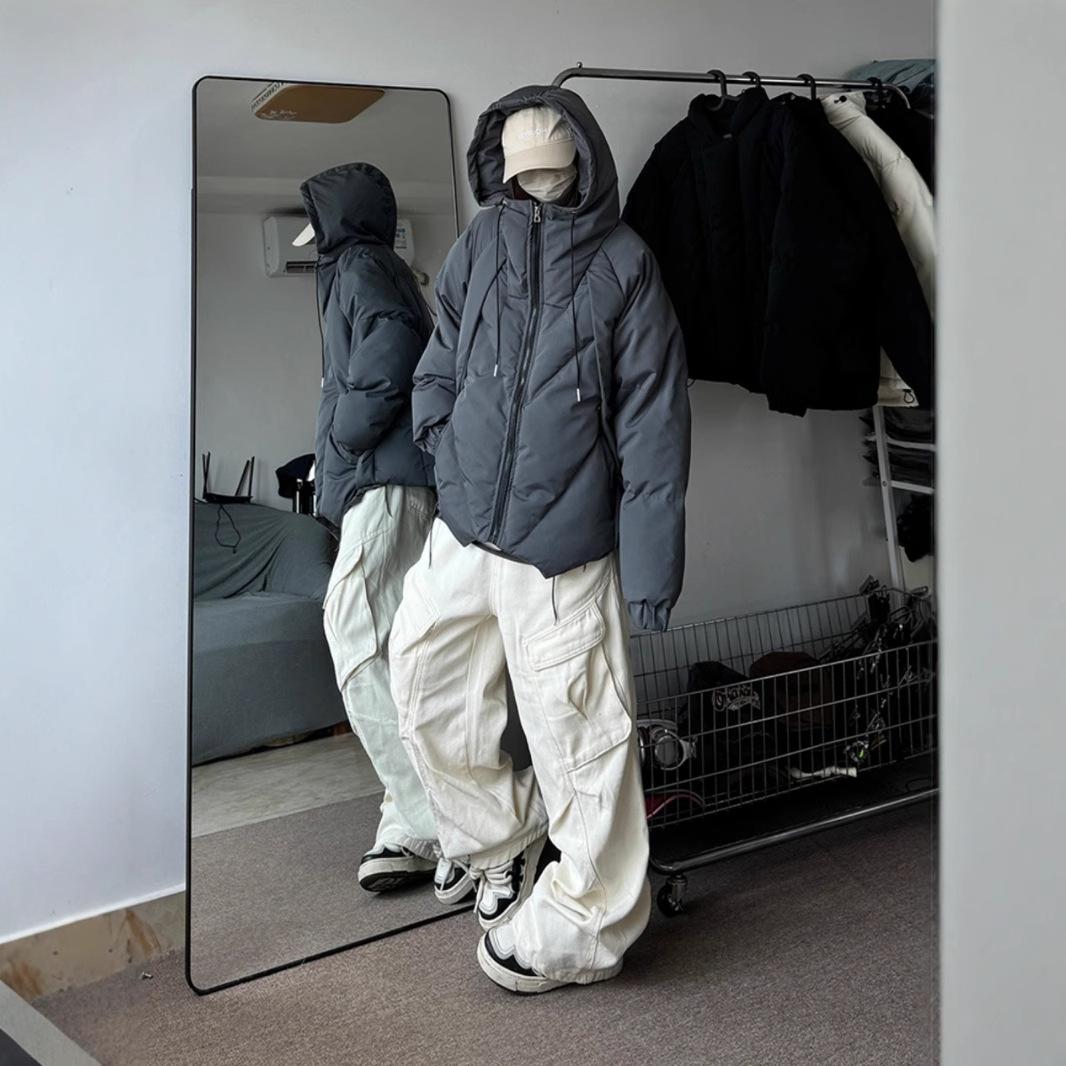 

Мужская зимняя новая стеганая куртка с капюшоном, стеганое хлопковое пальто большого размера, свободная стеганая хлопковая куртка с капюшоном XXXL серый