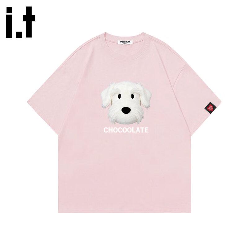 :CHOCOOLATEit Dog Print Cotton Short Sleeve T-Shirt XL вишневый розовый