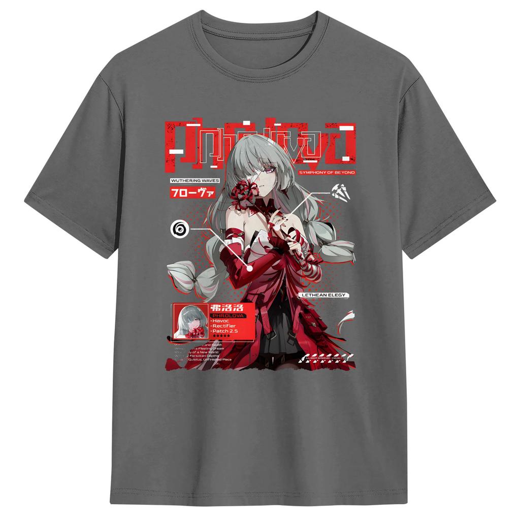 Wuthering Waves Characters Tshirt Summer Phrolova Fashion T Shirts Unisex Cotton Crewneck Plus Size Shortsleeve Streetwear Tops