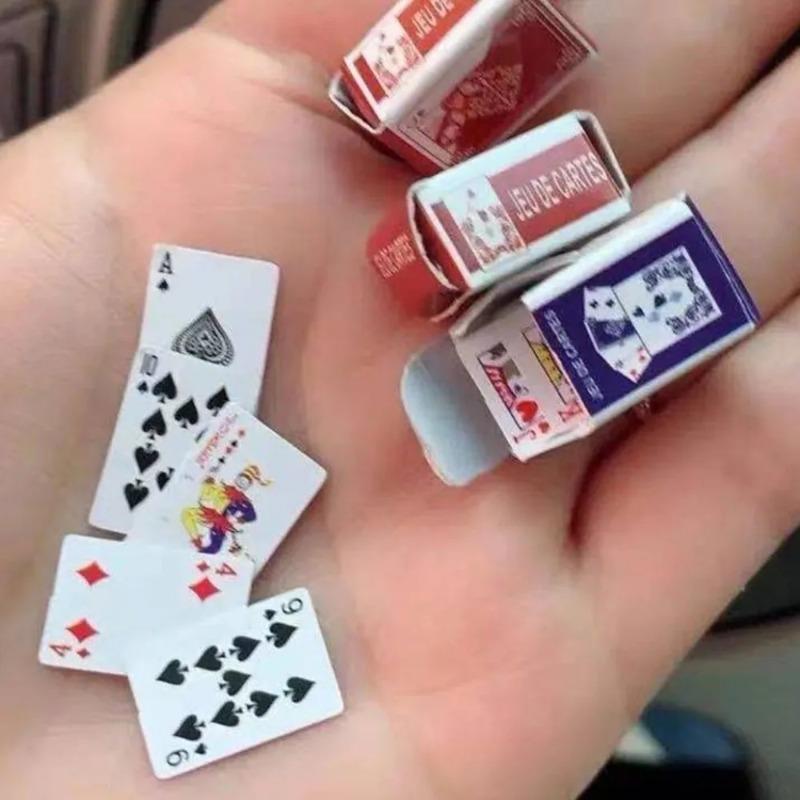 Funny Cute Mini Playing Cards Poker Games Super Small Cards Spoof Gifts Travel Toys Prank Props Dollhouse Miniature Poker Card