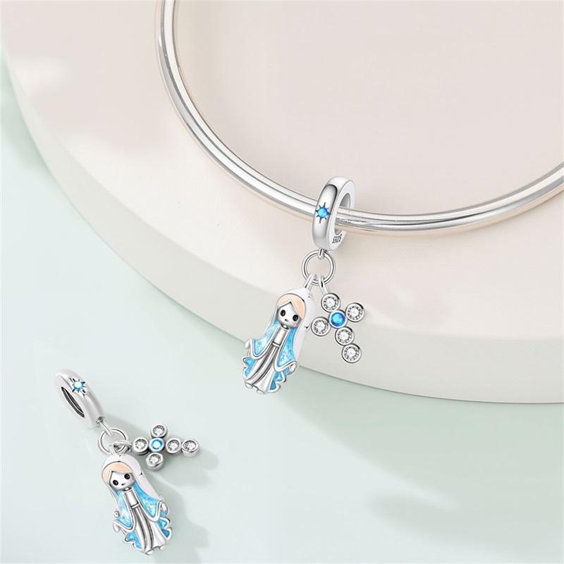 Original New Copper Prayer Virgin Mary Charms Beads Fit Necklace Bracelet Accessory Diy Jewelry For Women Gift