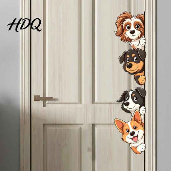 Bathroom Glass Window Clings Cartoon Puppy Wall Sticker Easy Apply Waterproof PVC Decal Creative Durable Sunproof Vinyl Stickers Dog Pattern for And