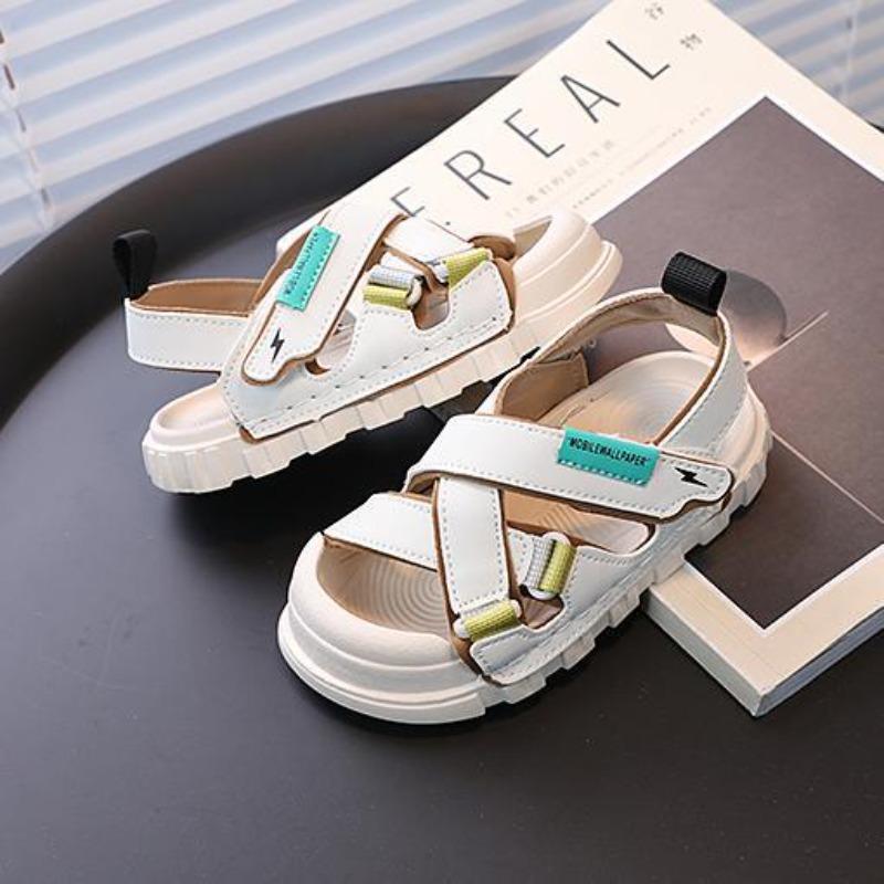 

Children s Sports Sandals for Summer, Soft Sole, Closed-Toe Protective Design, Korean Style Retro Fashion Beach Shoes for Boys. 22 белый