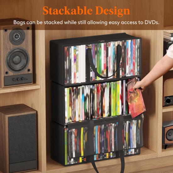 Book Storage Bag with Handle Zipper Closure Large Capacity Transparent