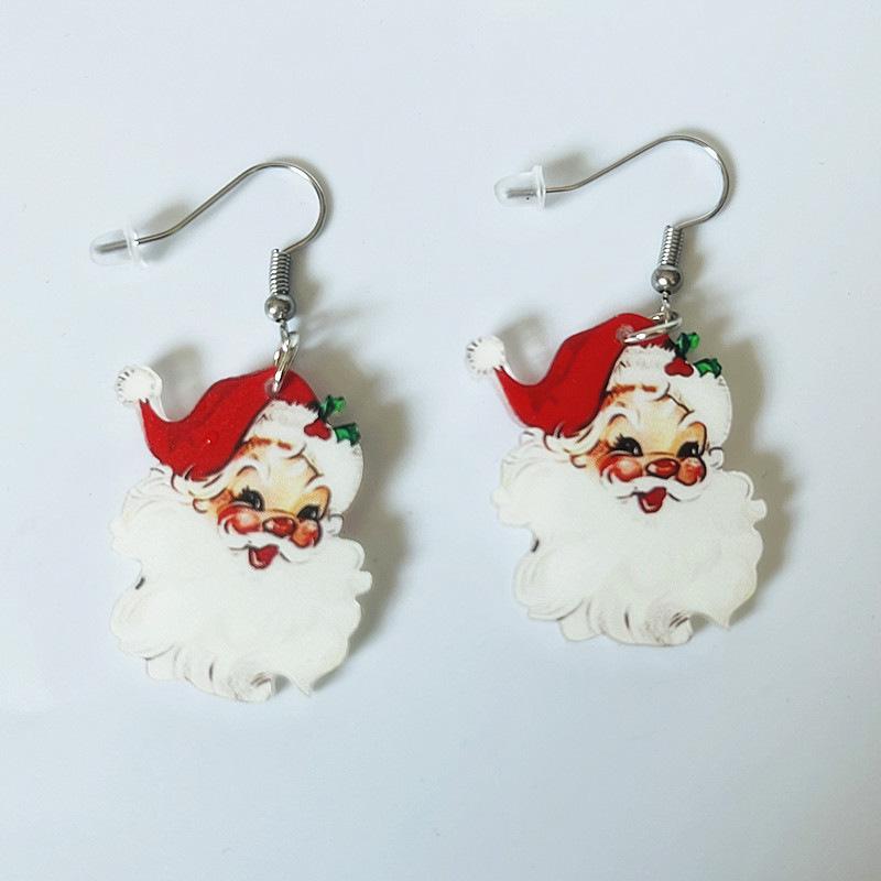 Charming Santa Claus Acrylic Earrings - Festive Holiday Jewelry