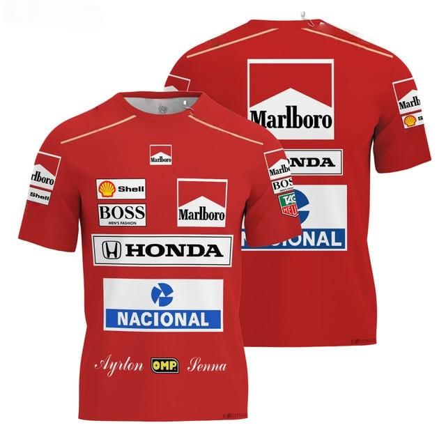T-shirt à manches courtes F1 Ayrton Senna Honda Racing pour Hommes et Femmes, Sport, Loisirs, Mode, Tendance pour Adultes et Enfants