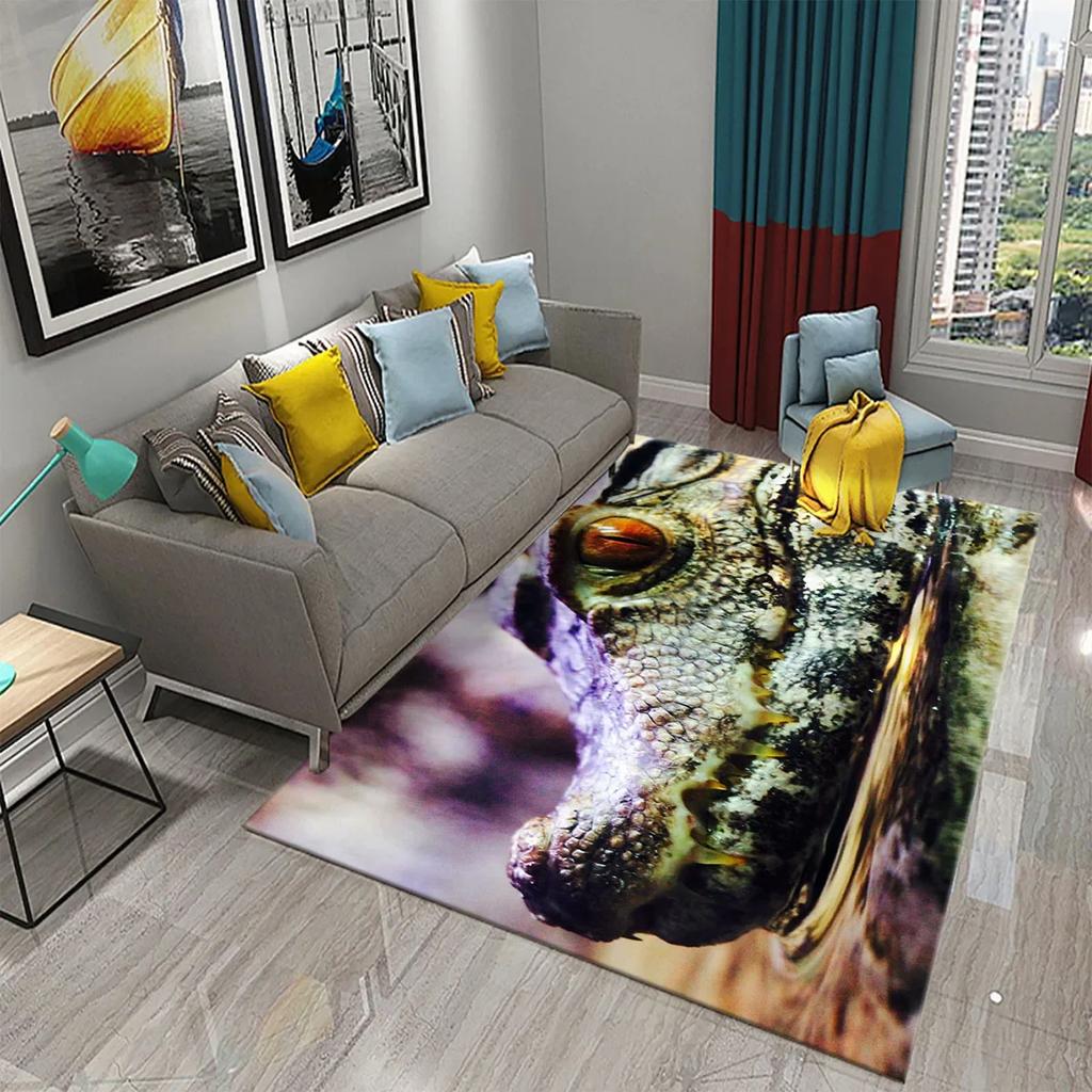 3D Crocodile Carpet Ferocious Wild Animal Rug for Living Room Bedroom Decor Carpet Kids Room Play Floor Mat Child Game Area Rug