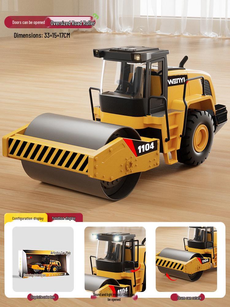 Extra Large Alloy Engineering Toy: Roller, Excavator, Bulldozer, Loader for Boys Aged 2-3 Years