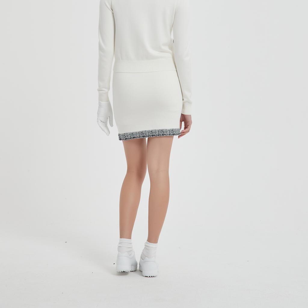 I Parka Tweed H-Line Knit Skirt (White)