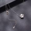 Moissanite Rose Flower Pendant Necklace Sterling Silver Round Cut Diamond O-Chain for Women Valentine's Day