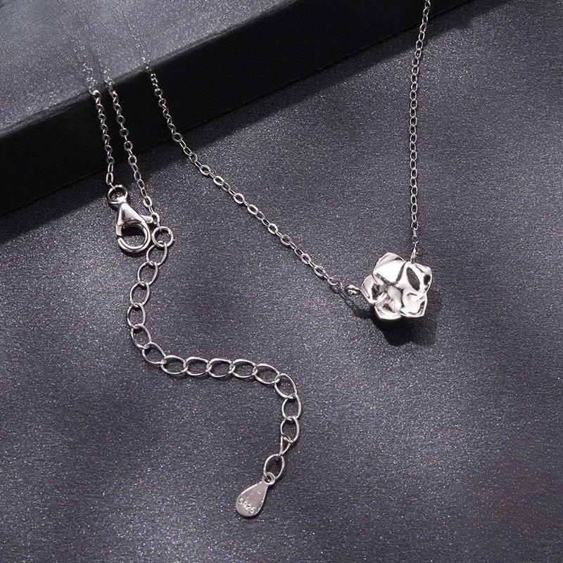 Moissanite Rose Flower Pendant Necklace Sterling Silver Round Cut Diamond O-Chain for Women Valentine's Day