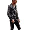 Men's PU Leather Motorcycle Jacket - Stylish European-American Streetwear with Functional Zipper.