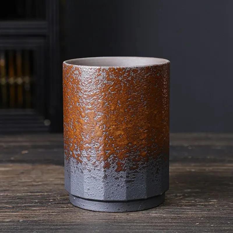Vintage Chinese Ceramic Mug, Handmade Stoneware Large Coffee Cup, Unique Rustic Design for Home & Office Use, 1-Piece Cup