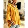 Damska gładka welurowa bluza z kapturem i rękawem 3/4, casualowy top hoodie na jesień zimę