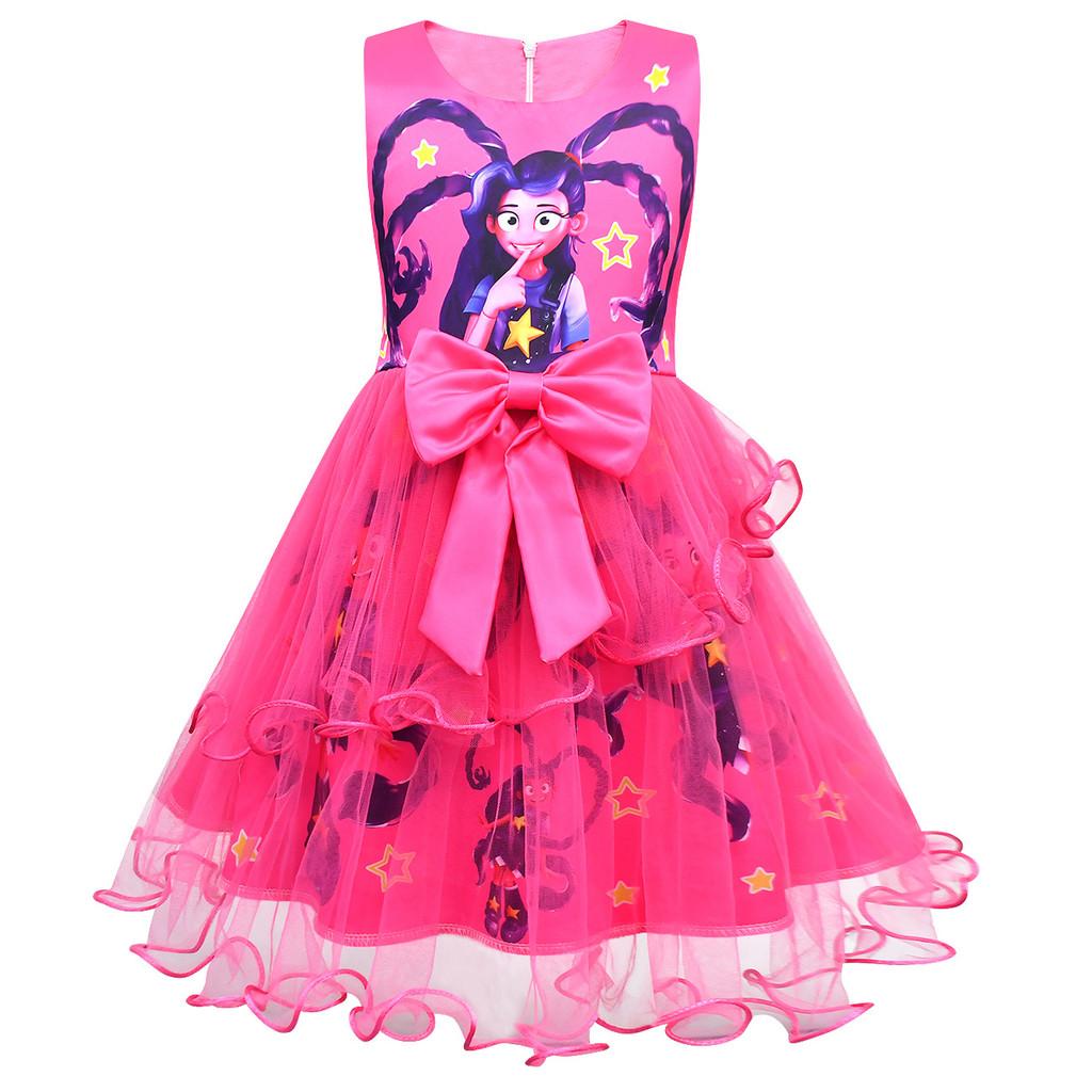 83144 Kids Girls Lily Lovebraids Print Bow Mesh Ruffle Princess Dress 100cm розы красного