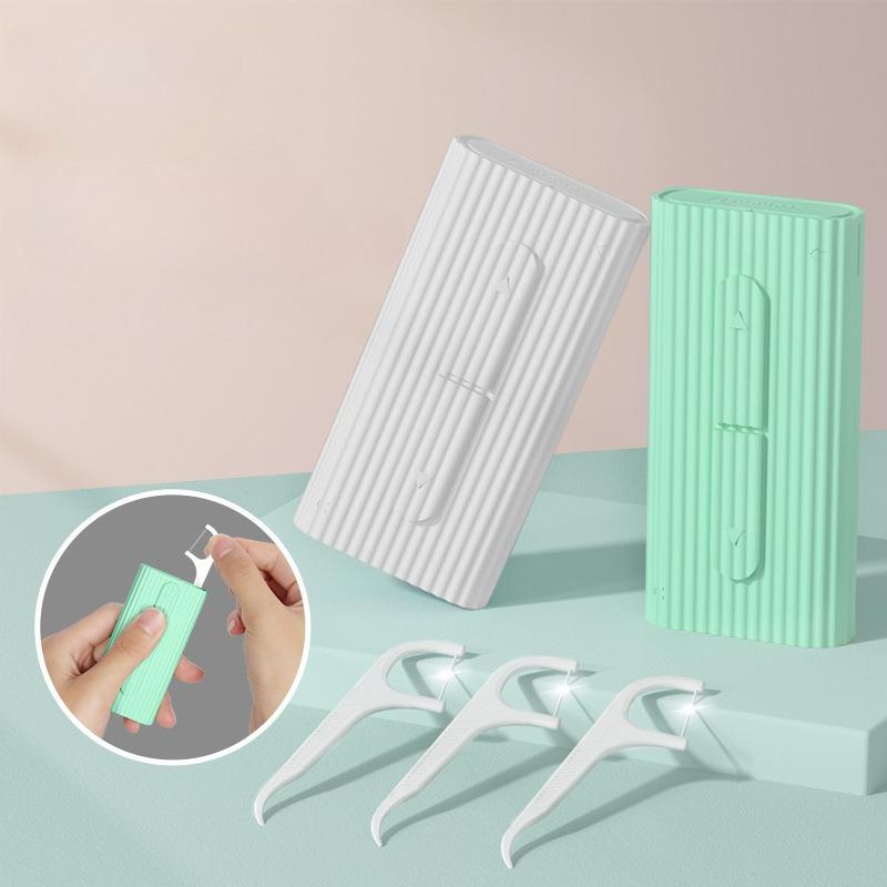 Automatic Dental Floss Box Polymer Bow Shape Disposable Plastic Dental Floss Stick Portable Box Dental Floss Stick
