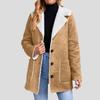 Damen Winterjacke Große Größen Fleecegefütterte Jacken Streetwear Mäntel Warme Revers-Außenbekleidung mit Großen Taschen