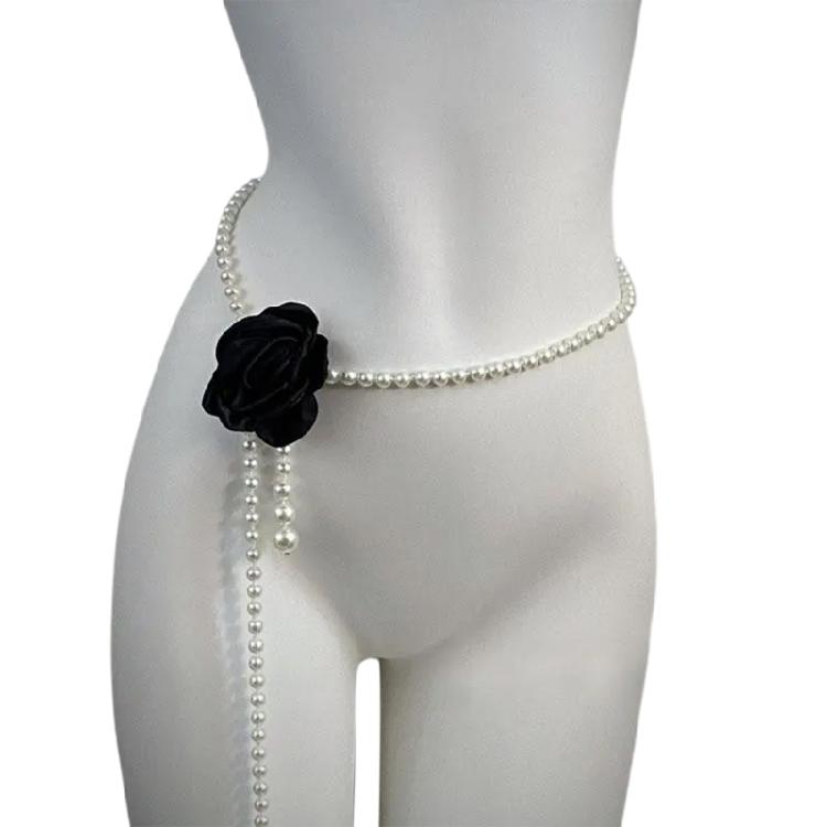Elegant Waist Belt Aesthetic Stylish Charm Photo Props Belt for Jeans Dress Belt Body Jewelry Pearls Chain