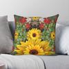 Sunflowers Geraniums Garden Square Pillowcase Polyester Linen Velvet Creative Zip Decor Throw Pillow Case Home Cushion Cover