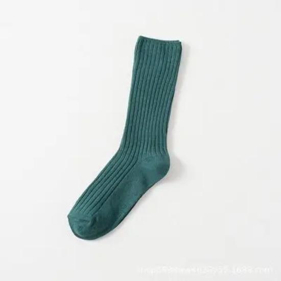 1 Pair Women Cotton Loose Socks Autumn Winter Knitting Solid Color Long Black Pink Korean Japanese Student Girls Stockings Retro