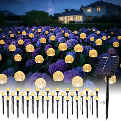 30Pcs Solar Pathway Lights with 8 Modes 21.3ft Color-Changing LED Garden Stakes Lights Waterproof Auto On/Off Decorative Lighting
