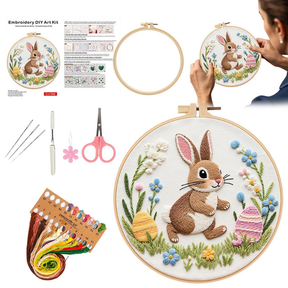 Beginner Embroidery Set Guided Sewing Crafting Beginners Embroidery Kit For Women Girls Teens Needlework Enthusiasts Rainy Day