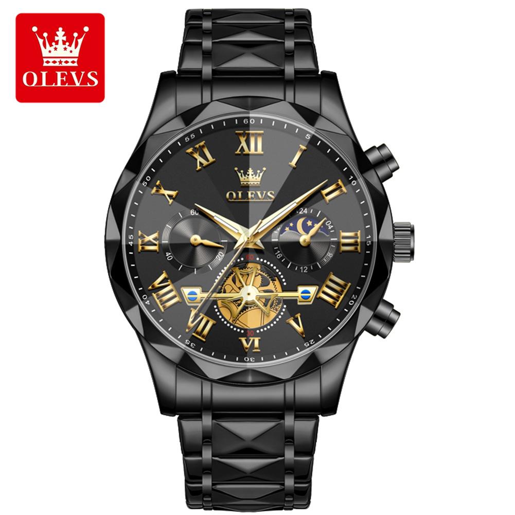 OLEVS 2709  Luxury  Hollow Skeleton Bands Best-selling Styles Oem Custom Logo Stainless Steel Chronograph Quartz Watch for Man