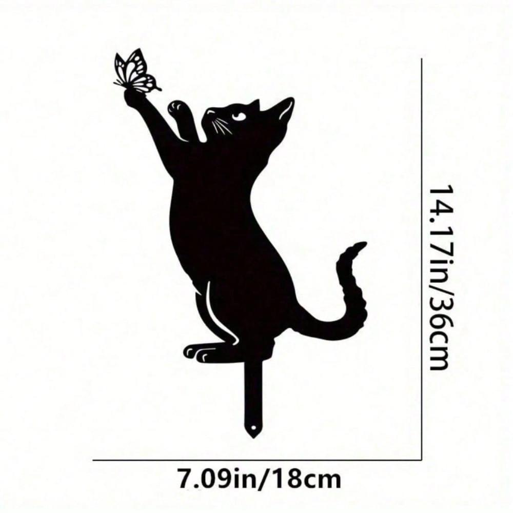 

1 Piece Cute Cat Silhouette Outdoor Metal Garden Statue Animal Yard Art Decor Patio Lawn Figure Halloween Christmas Decorative Ornament TY3156-03 разноцветный