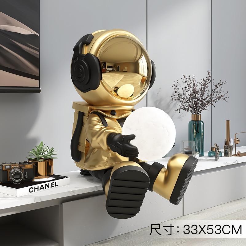 Modern Art Home Decoration Astronaut Statue With Lamp Fashion Sculpture Creative Living Room Desktop Decor Resin Crafts Gift