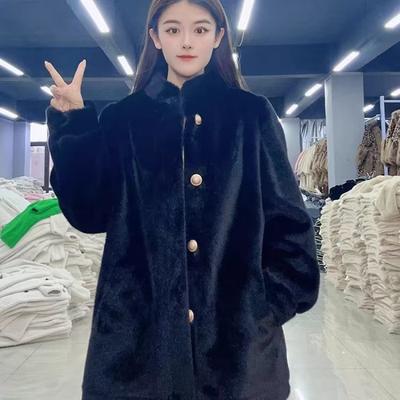 New Winter Casual Temperament Long Loose Coat Imitation Mink Hair Thickened Warm Coat