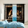 2 Pcs   Versatile Polyester Transparent Curtains for Home Decoration Hen and Eggs for Use In Bedrooms and Living Rooms