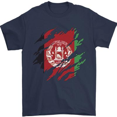 Torn Afghanistan Flag Afghan Day Football Mens T-Shirt 100% Cotton
