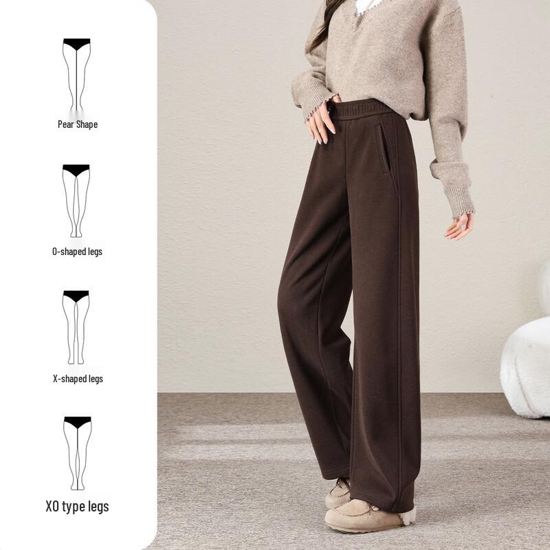 HSTYLE Women's Acetate Wool Lined Wide-Leg Pants