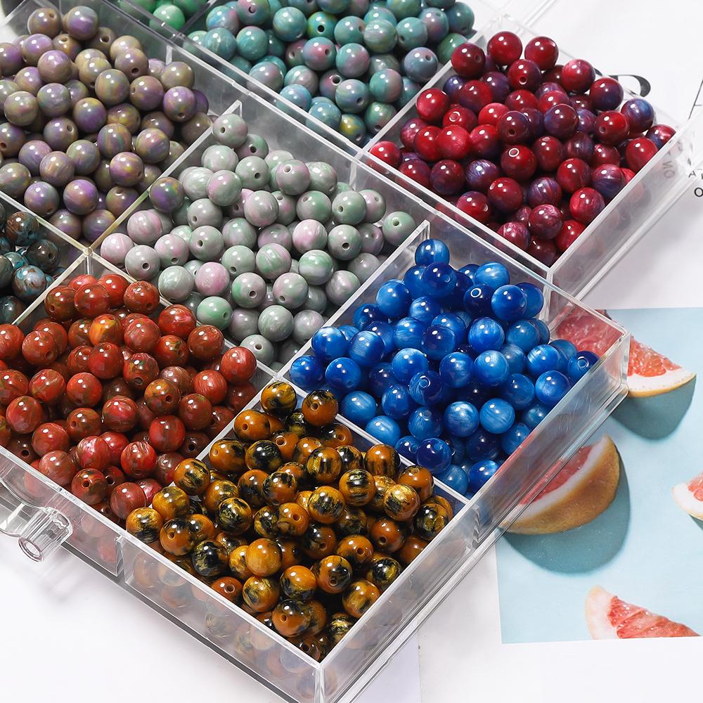 20-50pcs/lot Multicolor Resin Mitation Cat Eye Round Beads Bracelet Spacer Beads For DIY Handmade Jewelry Making Findings
