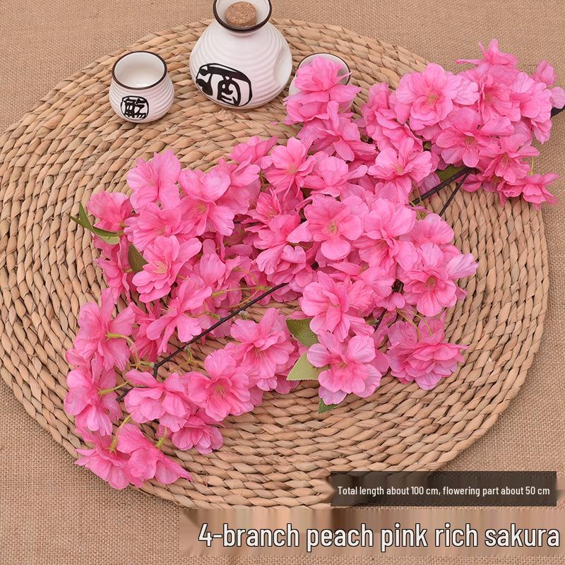 Silk Cherry Blossom Branch Artificial Vine: Floral Decoration for Weddings and Indoor Spaces