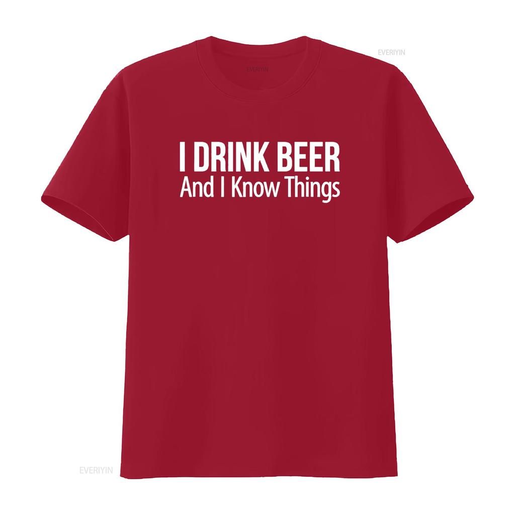 I Drink Beer And Know Things T Shirt Vintage Washed Comfortable Homme Breathable Casual Designer Clothes Top For Everyday Wear